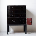 時代箪笥／黒塗閂付小箪笥　スタンド付き【Small chest with metal stand】 [j1195]　Japanese Antique Furniture