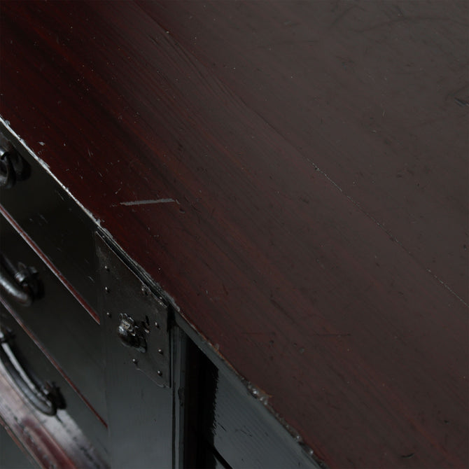 時代箪笥／黒塗閂付小箪笥　スタンド付き【Small chest with metal stand】 [j1195]　Japanese Antique Furniture