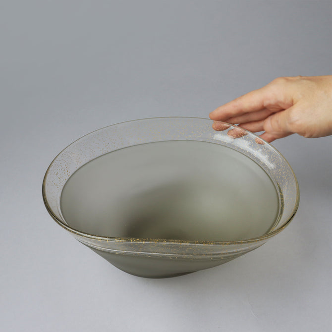 藤田潤 作　手吹薄墨鉢 [k0583]