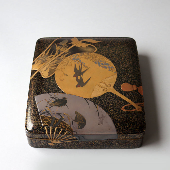 團扇蒔絵御硯箱[k0584]【Lacuerd SUZURIBAKO-inkstone box design of fans 】