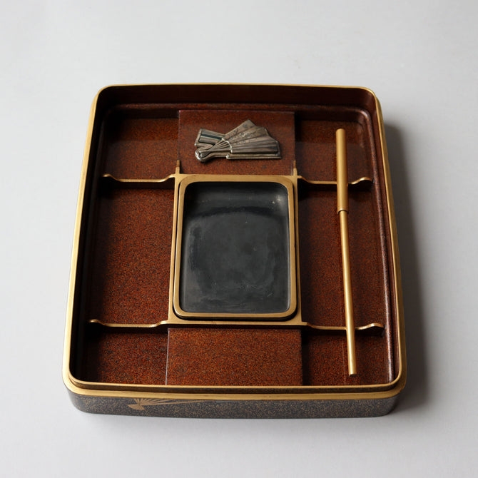 團扇蒔絵御硯箱[k0584]【Lacuerd SUZURIBAKO-inkstone box design of fans 】