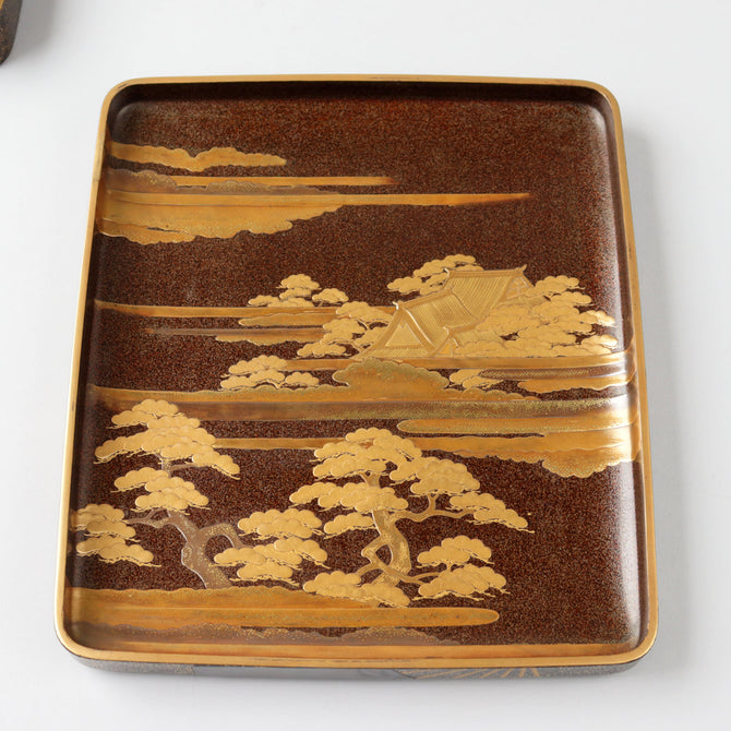 團扇蒔絵御硯箱[k0584]【Lacuerd SUZURIBAKO-inkstone box design of fans 】