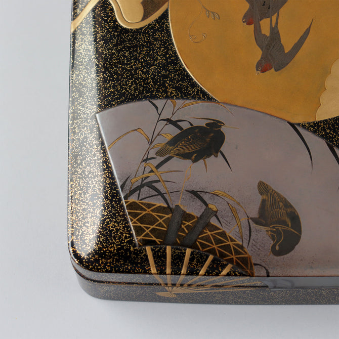 團扇蒔絵御硯箱[k0584]【Lacuerd SUZURIBAKO-inkstone box design of fans 】