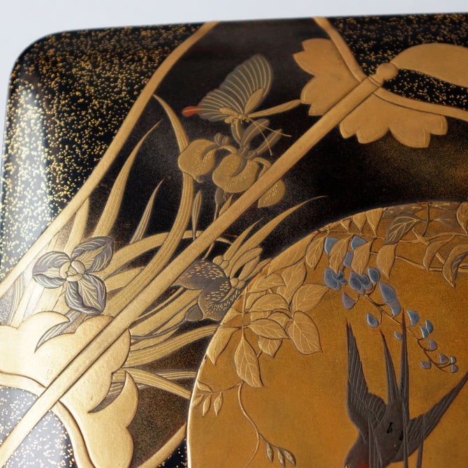 團扇蒔絵御硯箱[k0584]【Lacuerd SUZURIBAKO-inkstone box design of fans 】