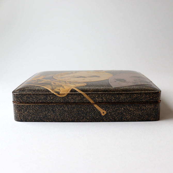 團扇蒔絵御硯箱[k0584]【Lacuerd SUZURIBAKO-inkstone box design of fans 】