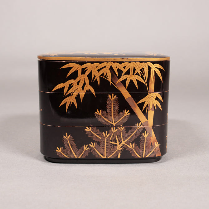 蒔絵松竹梅図花見重[k0539]【Makie Hanami-ju ( lacquered lunch box with Shochikubai design ) 】
