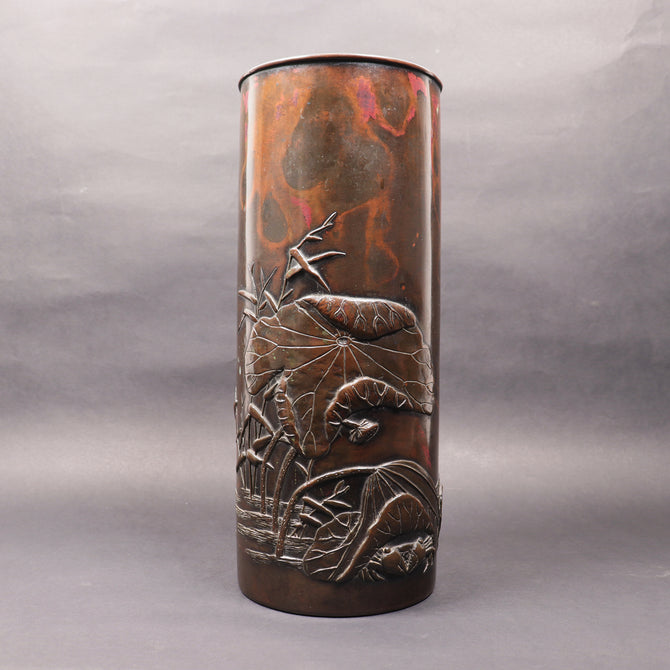 初代清雲 惣右衛門／斑紫銅花瓶[k0546]【Bronze vase by SEIUN - Hara Souemon 】