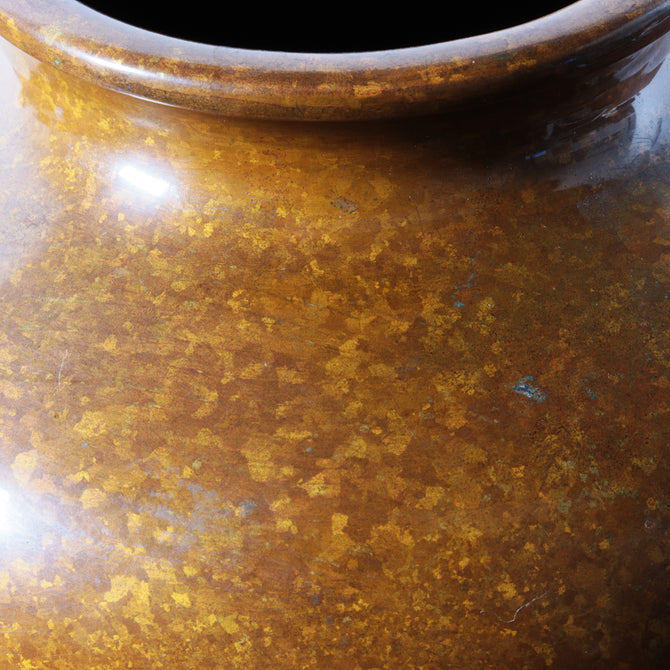 鳩図銅花瓶[k0545]【Bronze vase with dove design】