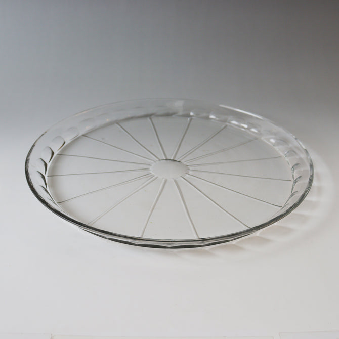 義屋萬（ギヤマン）菊型平鉢【Antique glass large plate】[g055]