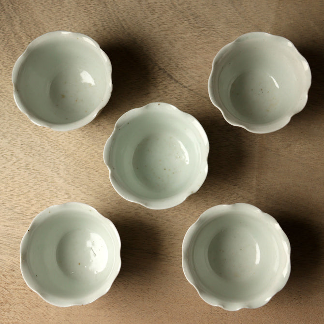 古伊万里白磁輪花形向付5客揃い[p0349]