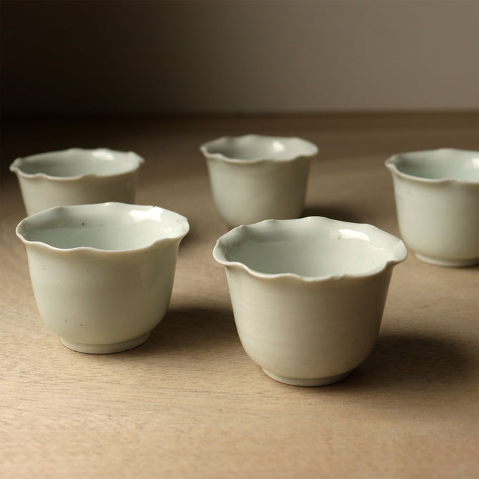 古伊万里白磁輪花形向付5客揃い[p0349]