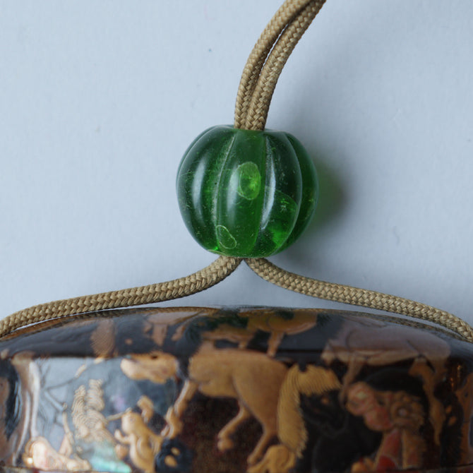 馬尽くし漆絵蒔絵印籠【INRO (Medicine case) with horse design】[k0604]