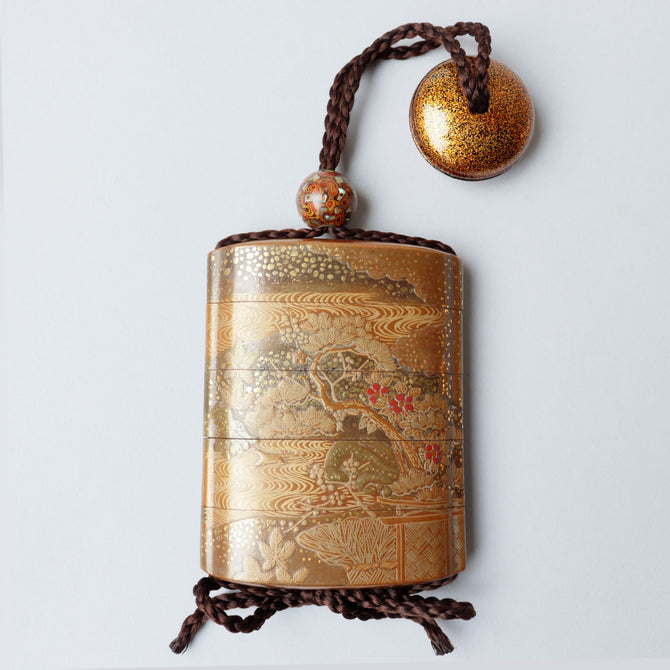 源氏絵蒔絵印籠【INRO (Medicine case) Genjie motif makie 】[k0605]