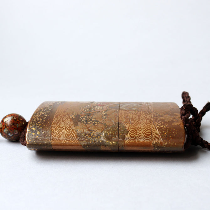 源氏絵蒔絵印籠【INRO (Medicine case) Genjie motif makie 】[k0605]