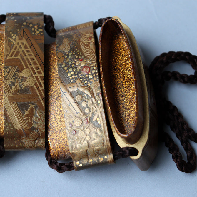 源氏絵蒔絵印籠【INRO (Medicine case) Genjie motif makie 】[k0605]