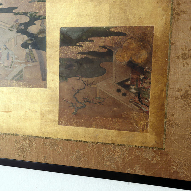 色紙貼交金枕屏風【Small golden folding screen】　[k0586]