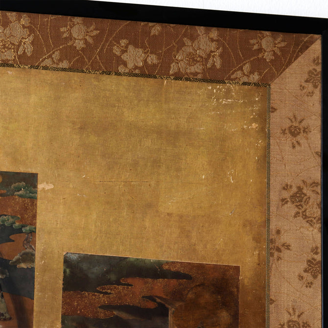 色紙貼交金枕屏風【Small golden folding screen】　[k0586]