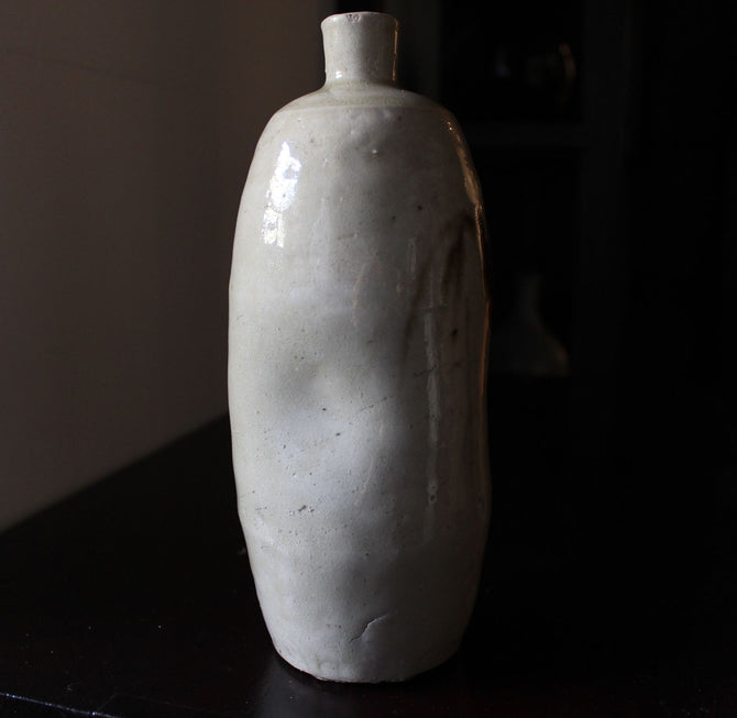 柳図瀬戸徳利【Seto sake bottle with willow design, Edo era】 [p0258]