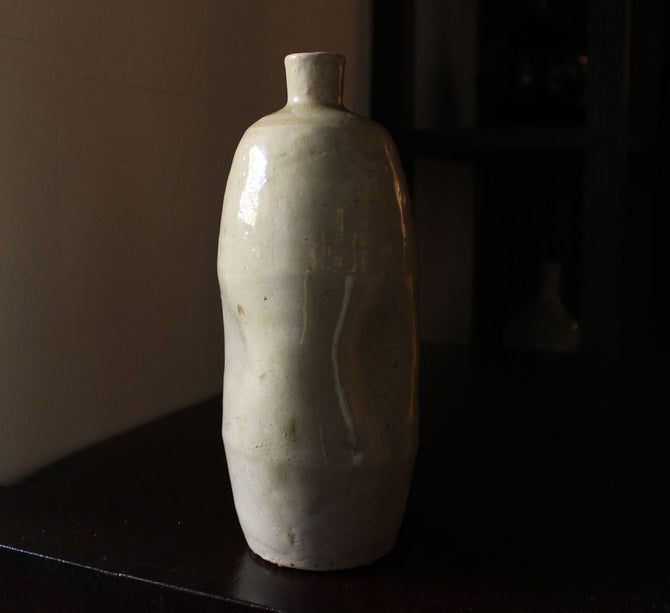 柳図瀬戸徳利【Seto sake bottle with willow design, Edo era】 [p0258]