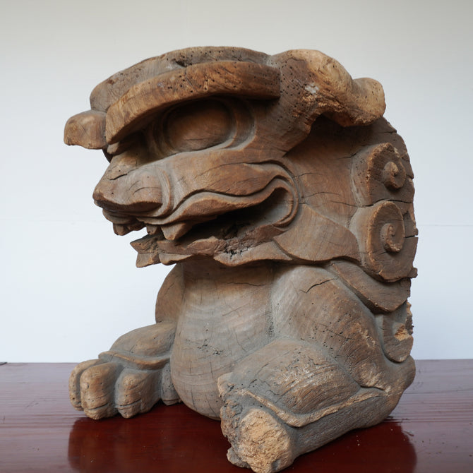 〈一対〉木鼻 獅子阿吽像【Chinese lion Kibana, temple and shrine exterior】 [k0419]