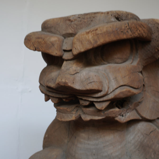 〈一対〉木鼻 獅子阿吽像【Chinese lion Kibana, temple and shrine exterior】 [k0419]