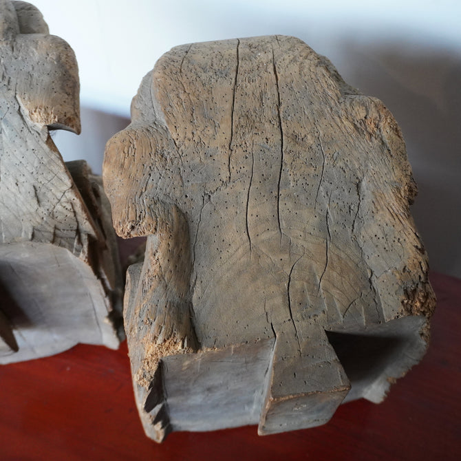 〈一対〉木鼻 獅子阿吽像【Chinese lion Kibana, temple and shrine exterior】 [k0419]