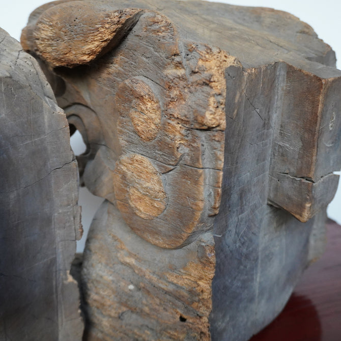 〈一対〉木鼻 獅子阿吽像【Chinese lion Kibana, temple and shrine exterior】 [k0419]