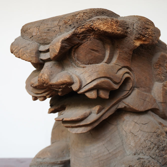 〈一対〉木鼻 獅子阿吽像【Chinese lion Kibana, temple and shrine exterior】 [k0419]