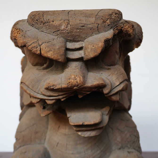 〈一対〉木鼻 獅子阿吽像【Chinese lion Kibana, temple and shrine exterior】 [k0419]