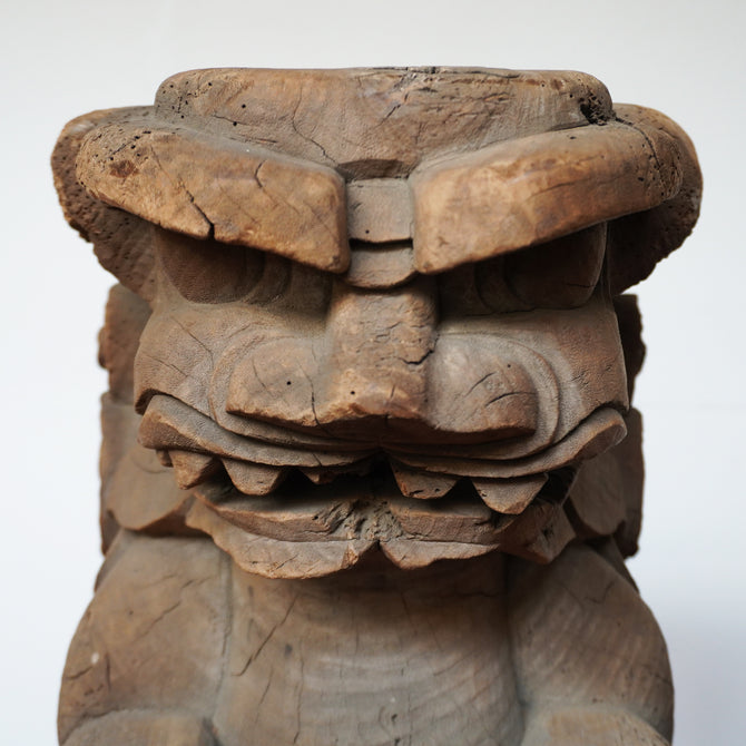 〈一対〉木鼻 獅子阿吽像【Chinese lion Kibana, temple and shrine exterior】 [k0419]
