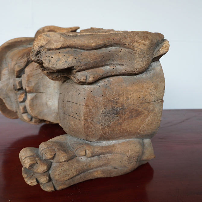 〈一対〉木鼻 獅子阿吽像【Chinese lion Kibana, temple and shrine exterior】 [k0419]