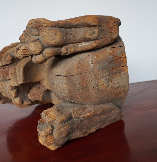 〈一対〉木鼻 獅子阿吽像【Chinese lion Kibana, temple and shrine exterior】 [k0419]