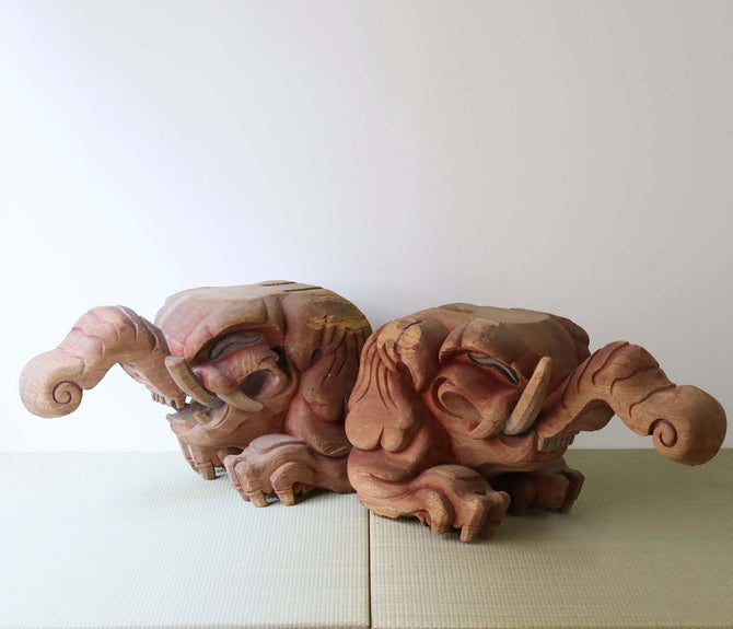 〈一対〉木鼻 獏像【tapir Kibana, temple and shrine exterior】 [s1464 ]