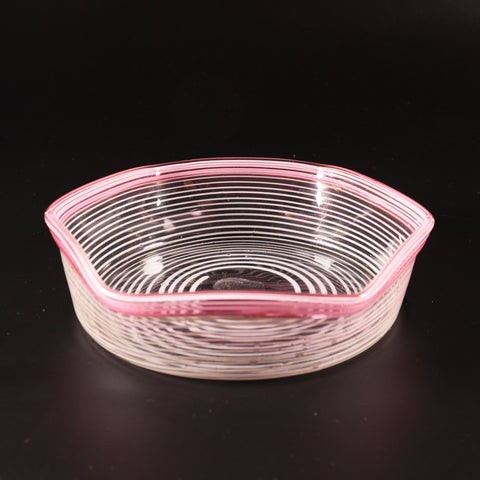 赤縁巻糸文六角深皿 [g010]