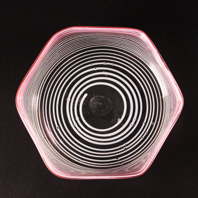 赤縁巻糸文六角深皿 [g010]