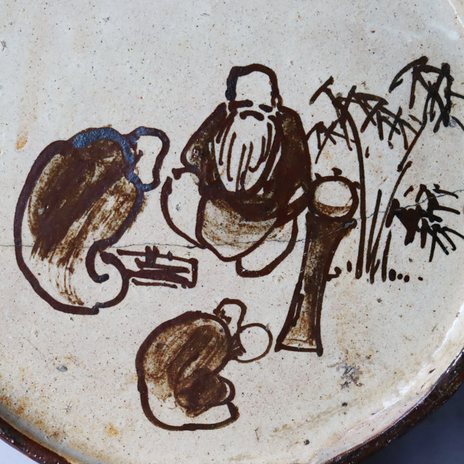 瀬戸行灯皿【Seto Andon plate , late Edo era】 [k0466]