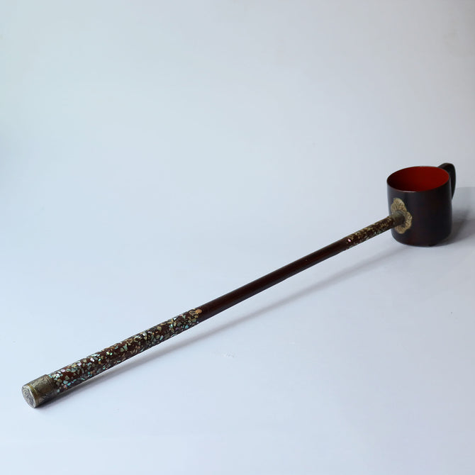 螺鈿勧進柄杓 蓮文様【Kanjinbishaku】 [k0469]