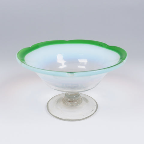 緑花縁碗型氷コップ  [g023]