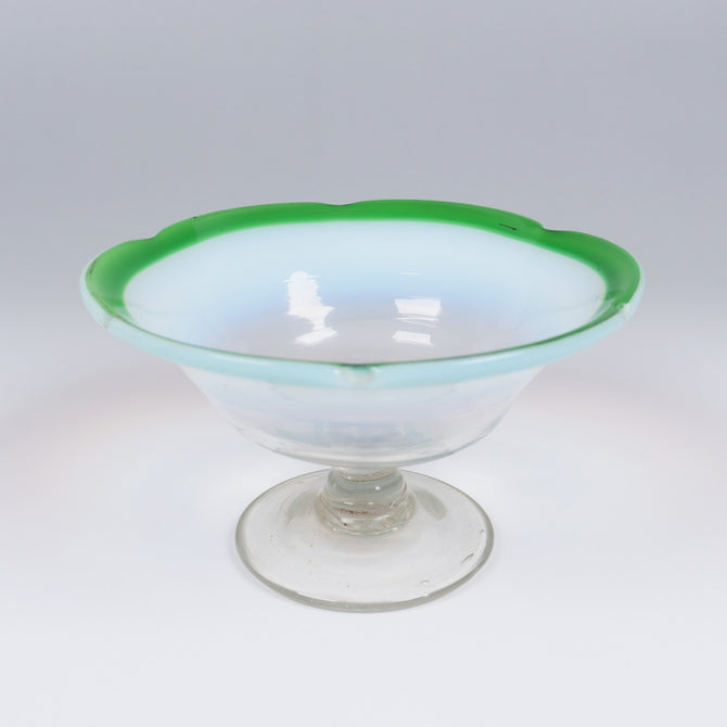 緑花縁碗型氷コップ  [g023]