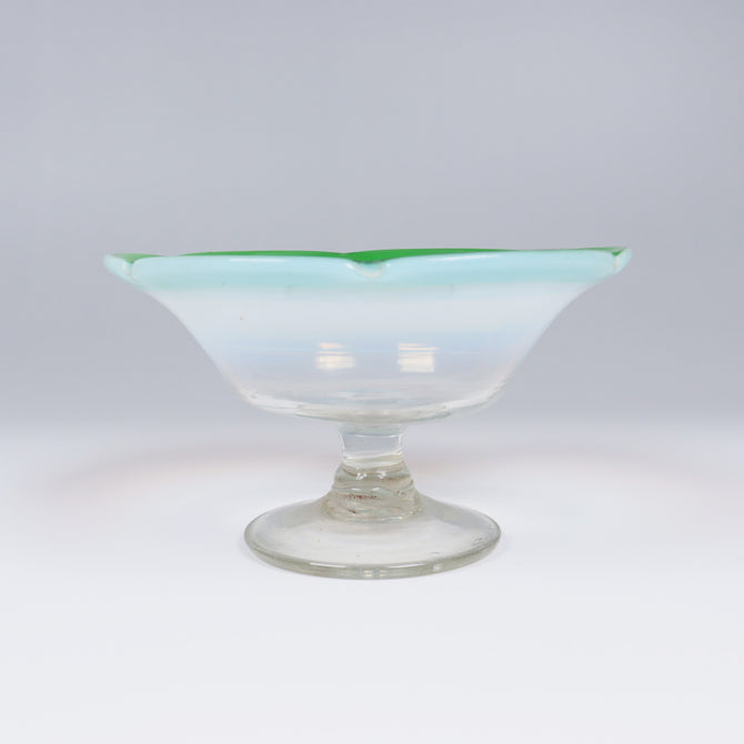 緑花縁碗型氷コップ  [g023]