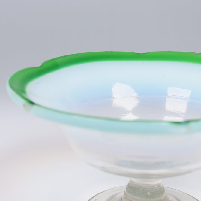 緑花縁碗型氷コップ  [g023]