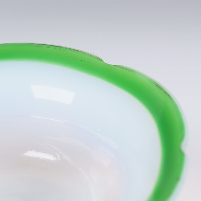 緑花縁碗型氷コップ  [g023]