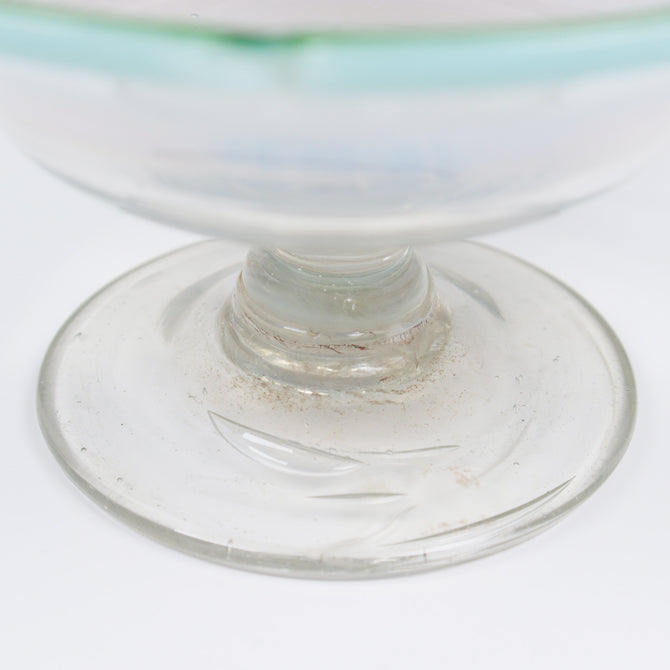 緑花縁碗型氷コップ  [g023]