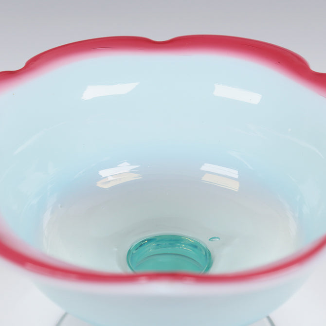 赤花縁碗型氷コップ  [g024]