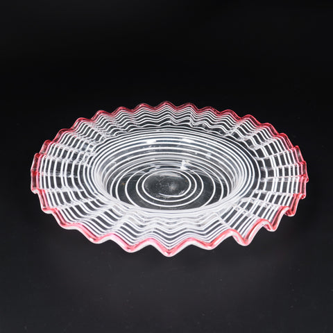 赤花縁糸巻文皿 [g027]