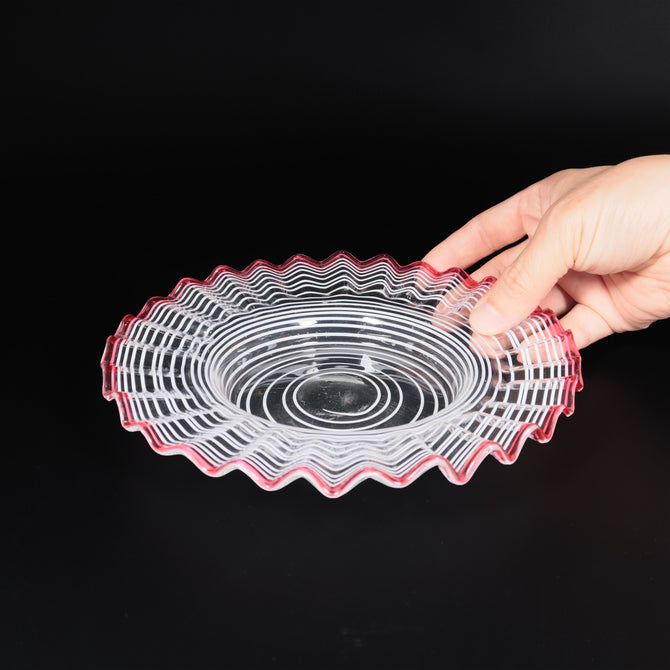 赤花縁糸巻文皿 [g027]