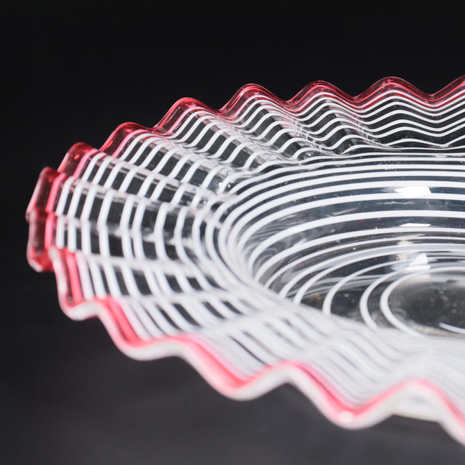 赤花縁糸巻文皿 [g027]