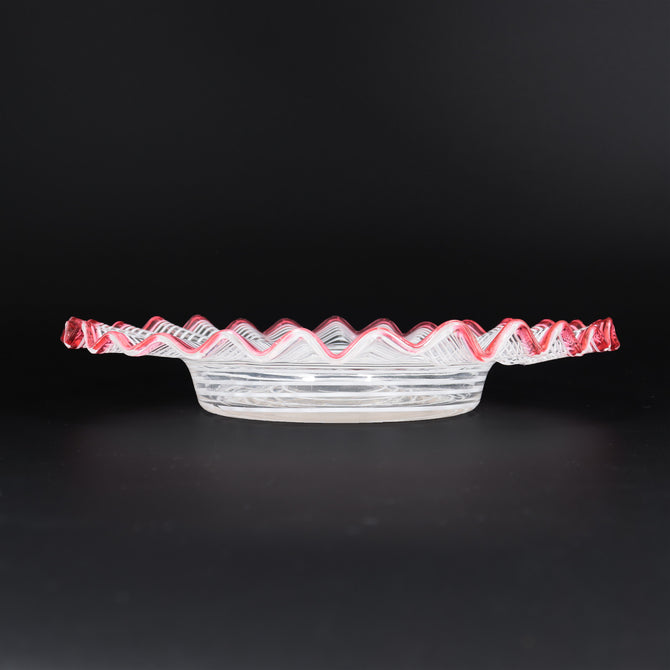 赤花縁糸巻文皿 [g027]