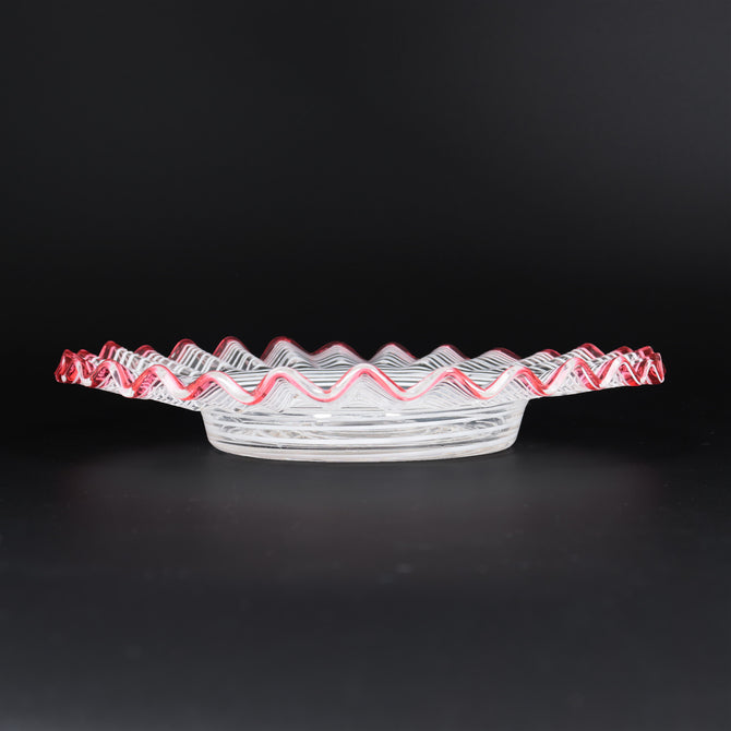 赤花縁糸巻文皿 [g027]