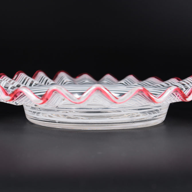 赤花縁糸巻文皿 [g027]